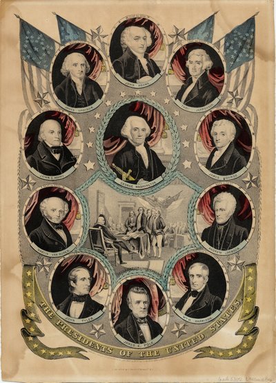 The Presidents of the United States (published by N. Currier, New York, c.1844) by Nathaniel Currier